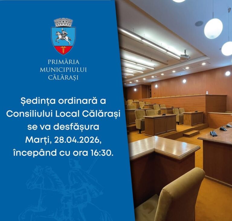 Consiliul Local Călărași se reunește marți, 28 aprilie. Bugetul pe 2026, transportul public și salubrizarea, pe ordinea de zi