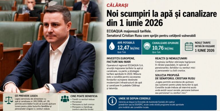 Senatorul Cristian Rusu cere sprijin pentru populație după scumpirea apei: „Primăriile trebuie să intervină”