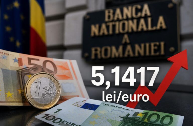 Euro sare din nou în sus. Leul pierde teren, iar pragul de 5,15 lei bate la ușă