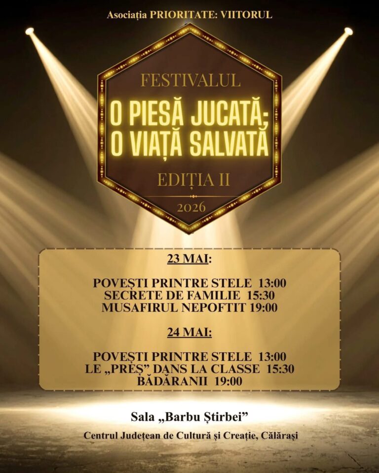 Teatrul devine speranță la Călărași. Șase spectacole caritabile pentru un băiețel care luptă zi de zi pentru viața lui